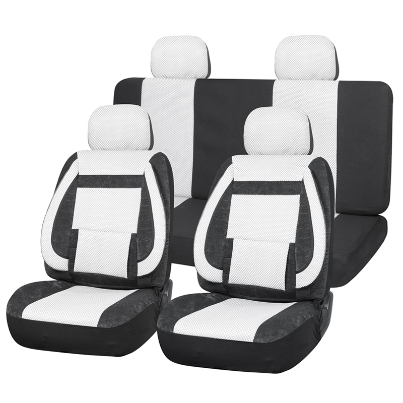 9pcs Full Set Universal Größe Leder PU Schwarz und Weiß langlebiger Autositzabdeckung
