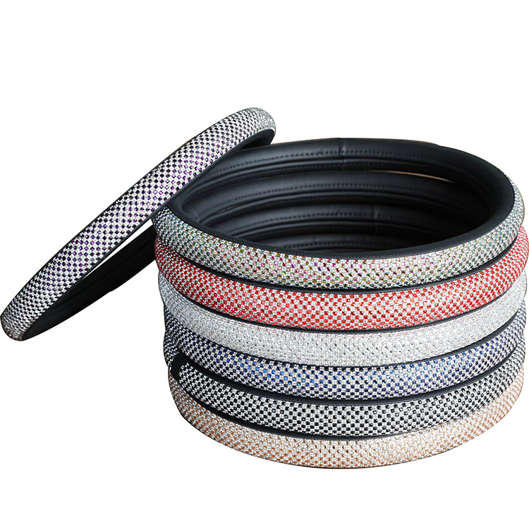 Bling Bling Kristall Strasslenkradabdeckung mit PU Leder